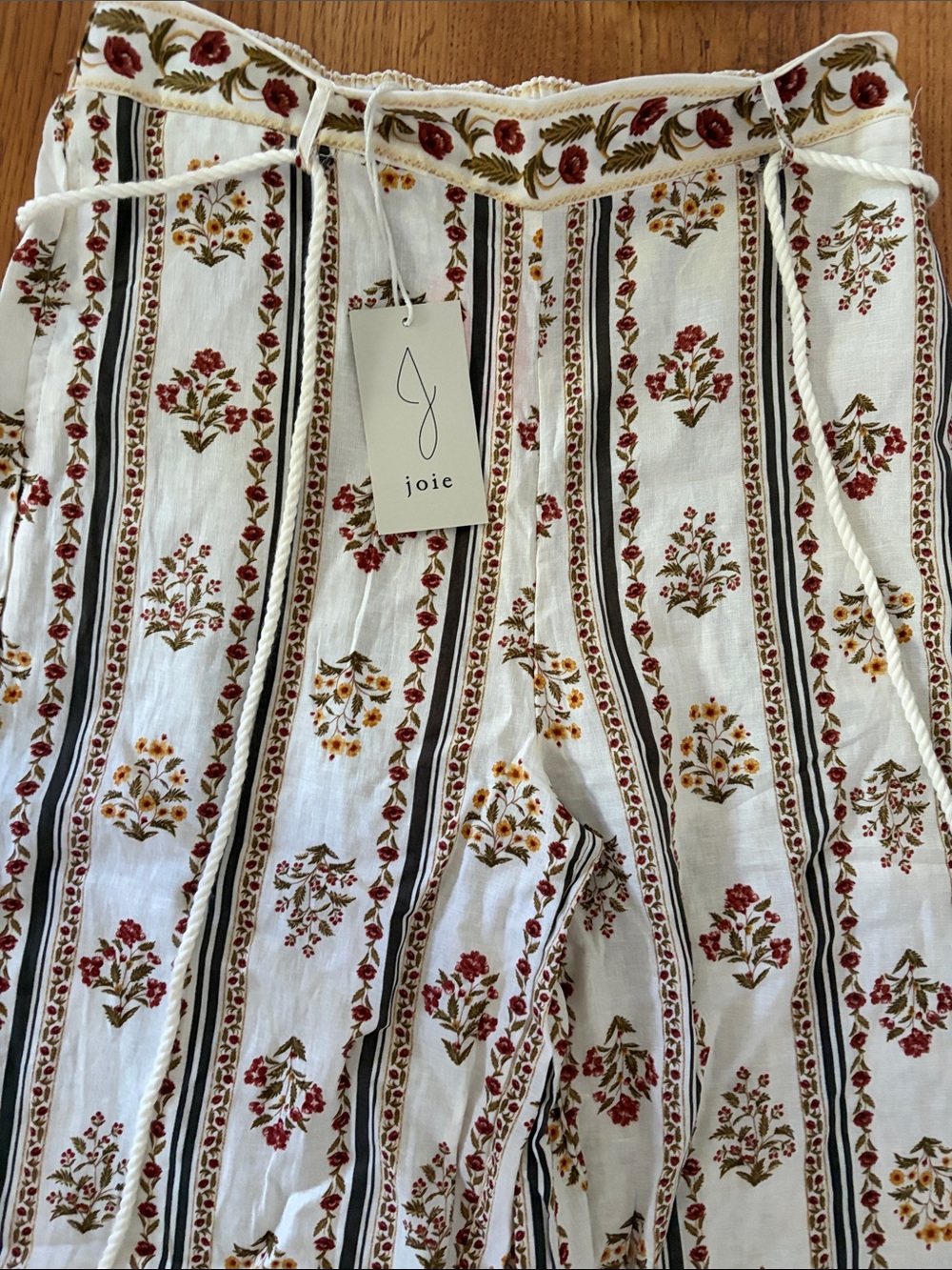 Joie Cream Floral Stripe Wide-Leg Pants Set - Picture 2 of 15